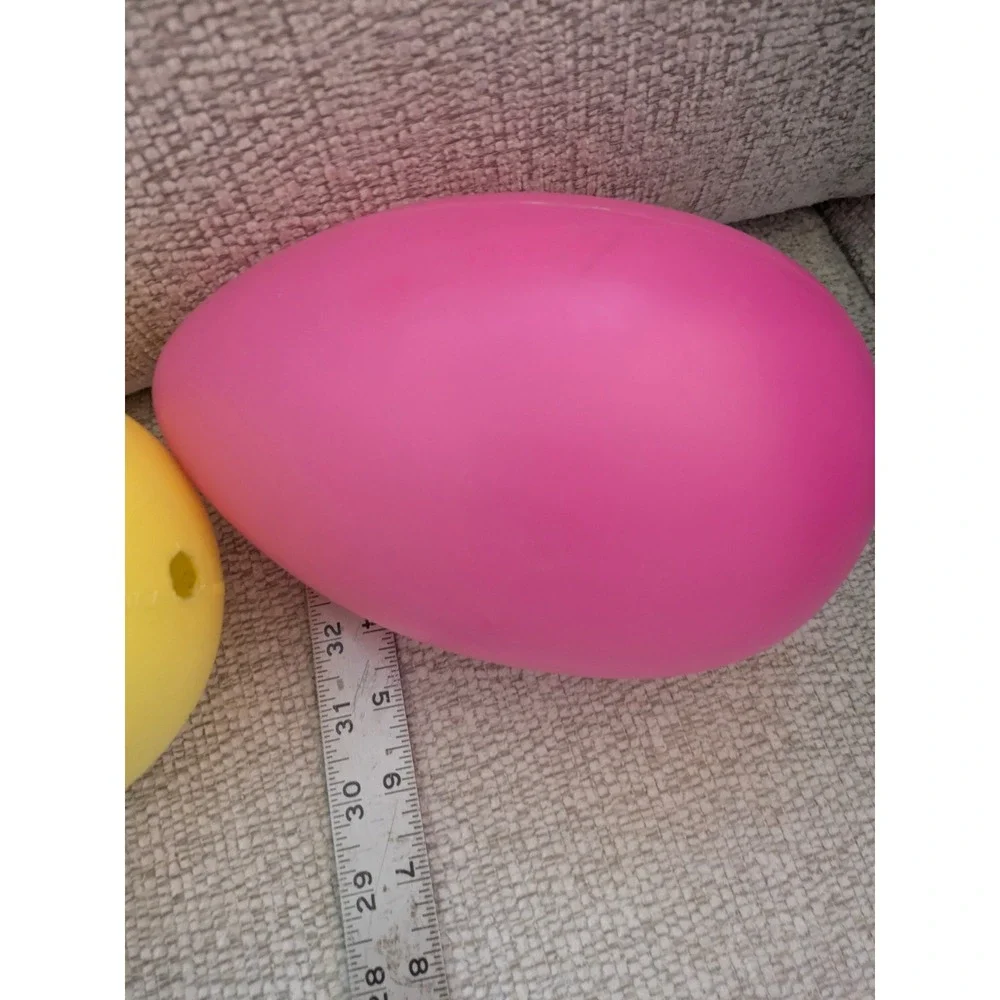 Jumbo Plastic Easter Eggs Set of 4 Pink Yellow Green 7.5‎ Inch Large Decor